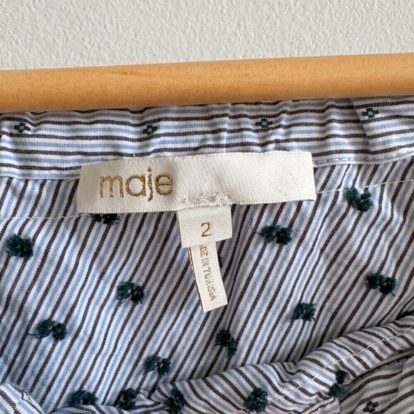 MAJE • Lelina Ruffled One-Shoulder Top in Blue • Medium - Picture 5 of 14